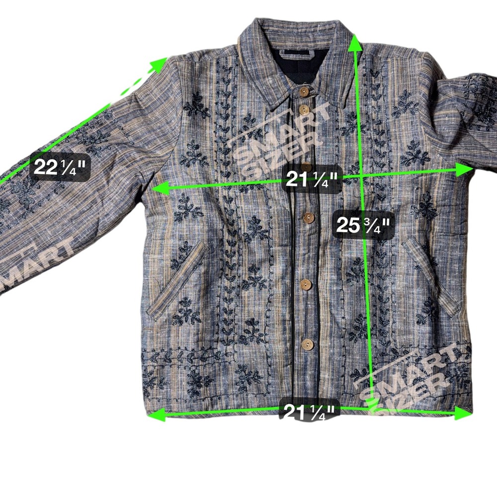 Young Threads Kanta Boho Western Cottage Patchwork Blue Embroidered Jacket Large - Picture 9 of 9